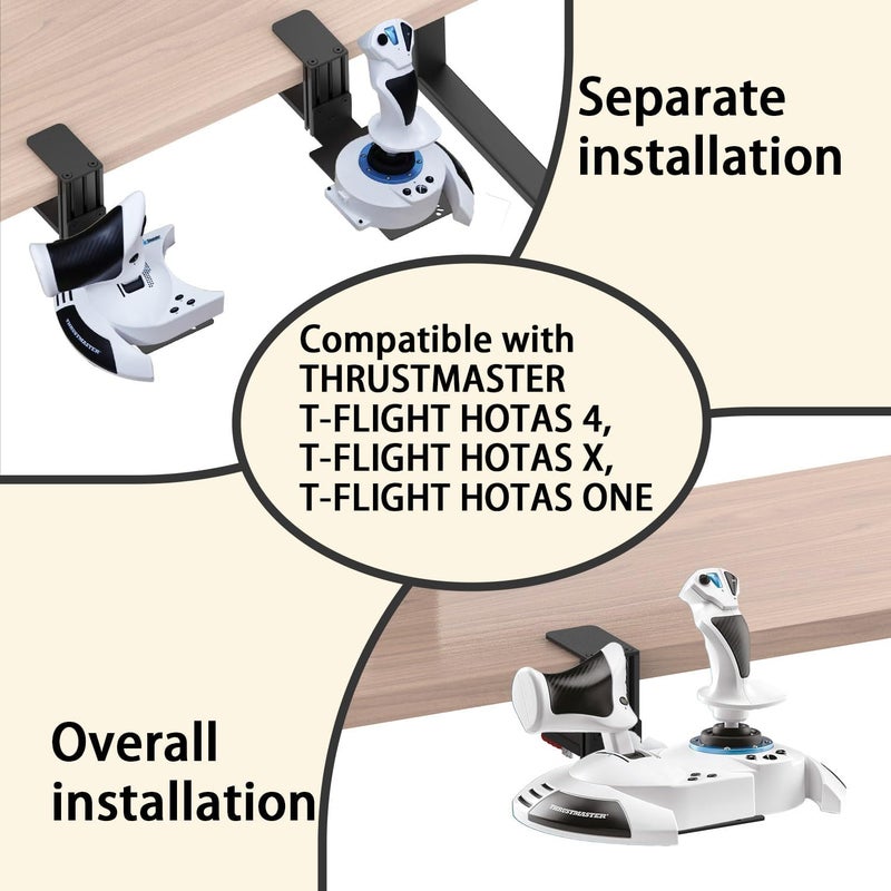 BUJ Metal Desk Mount Compatible with Thrustmaster SimTask Farmstick, T-Flight Hotas One,T-Flight Hotas 4, T-Flight Hotas X, T16000M FCS, TCA Sidestick, Sol-R1 Flight Stick, Sol-R2 Hotas - Image 4